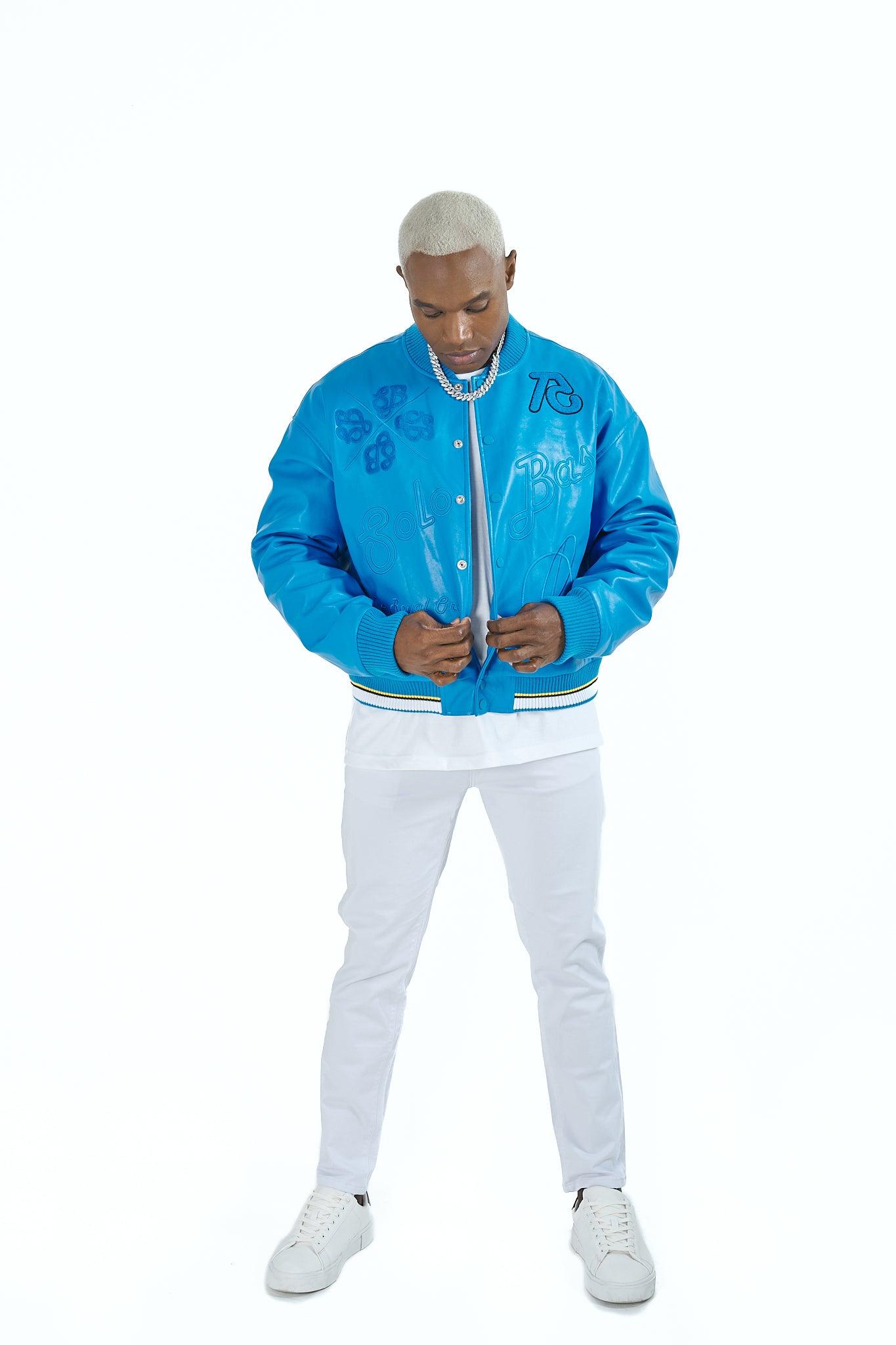 SoloBassé's Blue Leather Jacket | Puncher Blue Blaw