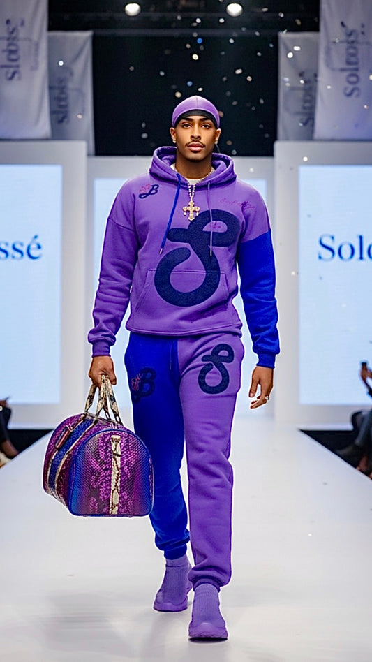 SoloBassé's Men's Luxury Hoodie Set | Purple & Blue Edition