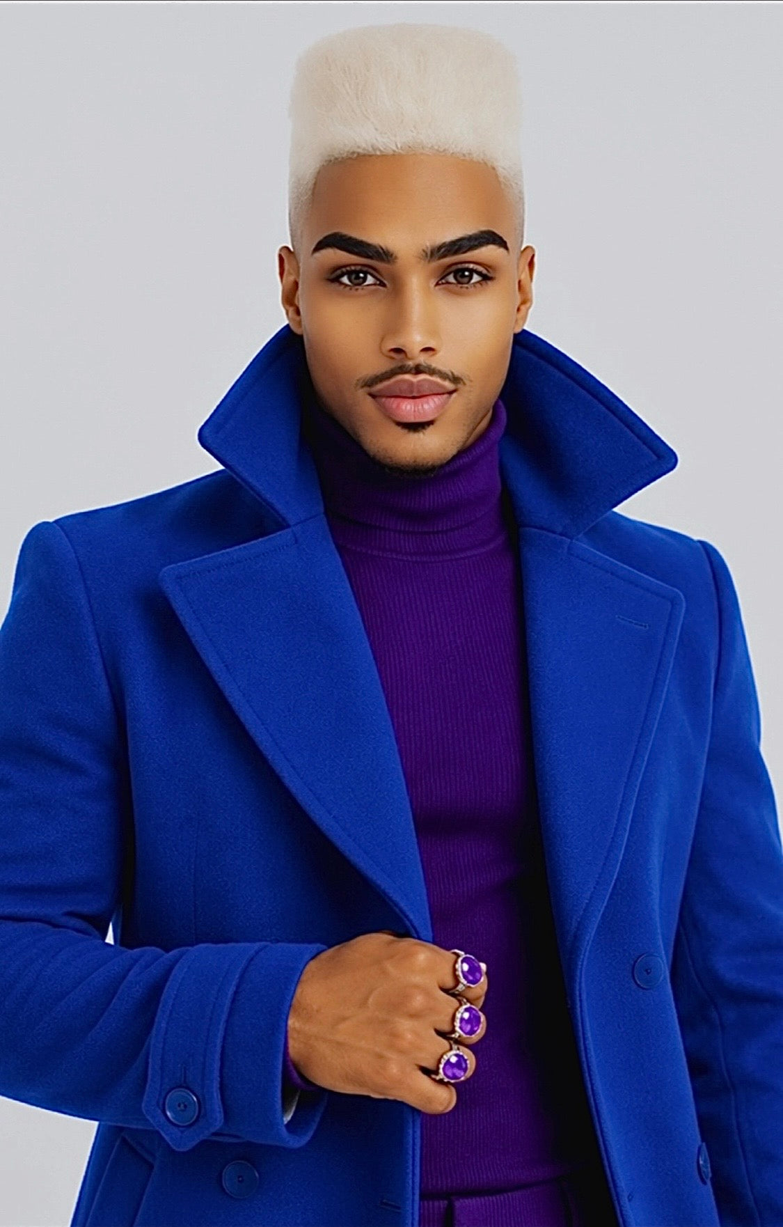 SoloBassè Monarch Blue Wool Overcoat