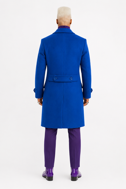 SoloBassè Monarch Blue Wool Overcoat