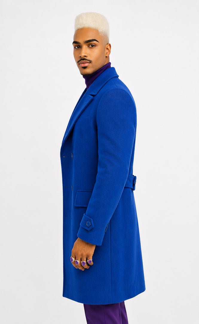SoloBassè Monarch Blue Wool Overcoat