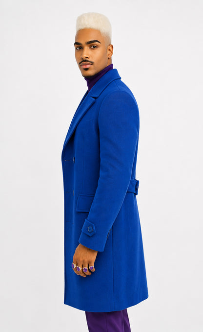 SoloBassè Monarch Blue Wool Overcoat