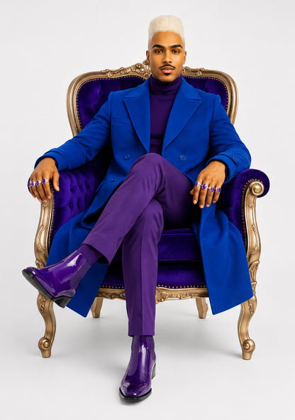 SoloBassè Monarch Blue Wool Overcoat