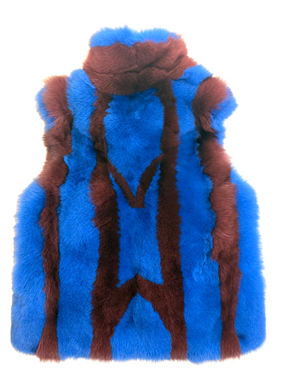 SoloBassé Purple & Royal Blue Men's Fur-Mix Hook-Fasten Vest