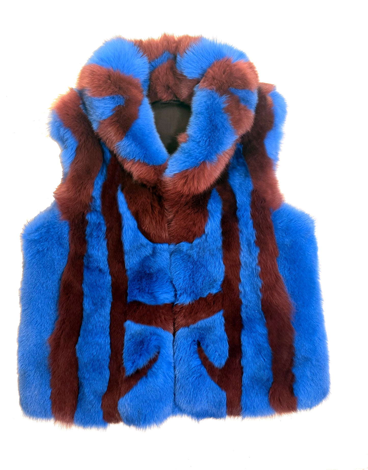 SoloBassé Purple & Royal Blue Men's Fur-Mix Hook-Fasten Vest