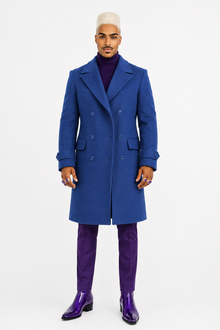 SoloBassè Monarch Blue Wool Overcoat