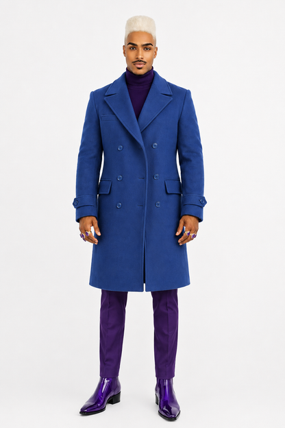 SoloBassè Monarch Blue Wool Overcoat